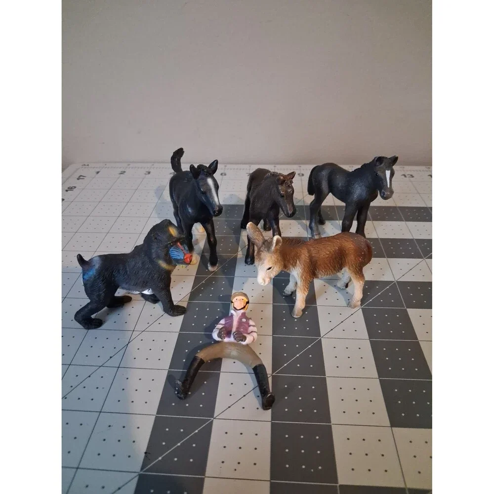 Schleich small Figure Lot Girl Rider Horse Monkey Donkey